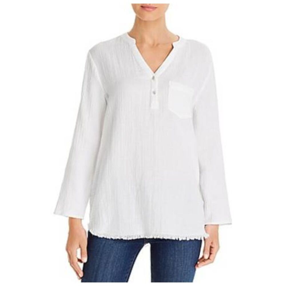 BEACHLUNCHLOUNGE COLLECTION Womens Top Tunic Long Sleeve V Neck Wear To Work